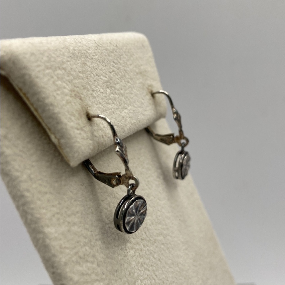 Vintage Beverly Hills Silver Sterling Silver 925 Faceted Leverback Drop Earrings - Picture 3 of 8